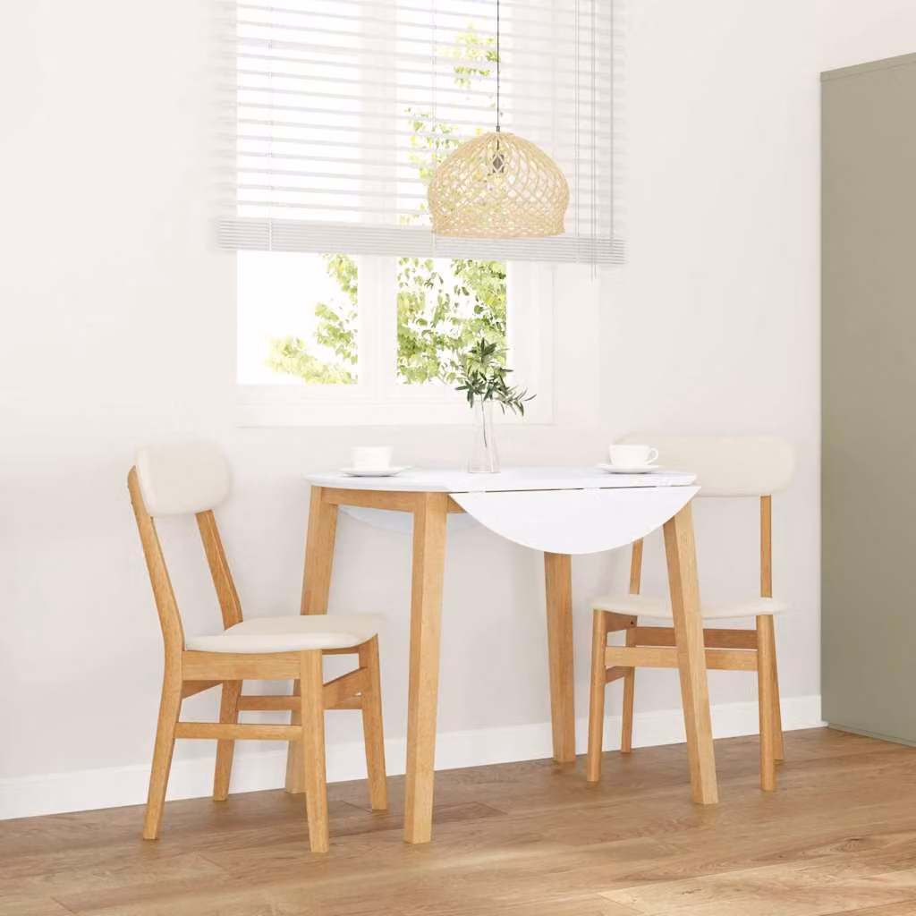 Set di 2 sedie da pranzo vidaXL in legno massello di Hevea con cuscini in tessuto, stile scandinavo, marrone e bianco