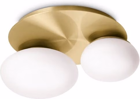 Plafoniera Moderna Ideal Lux Ninfea in Metallo Ottone e Vetro Bianco con 2 Luci LED GX53 9W Luce Calda 3000K