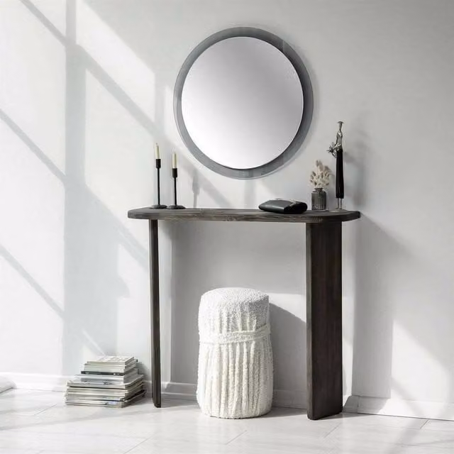 Consolle Benigna DMORA, Tavolo multiuso e scrivania moderna in legno, Antracite, L: 100 cm, P: 30 cm, H: 90 cm