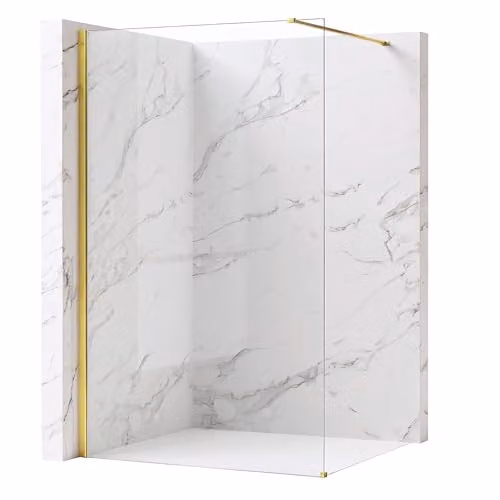 Rea - Parete Doccia Flexi, Gold 120, Walk-In Senza Piatto Doccia, Vetro Di Sicurezza Temperato Trasparente 8mm, 120 X 120 X 195 cm