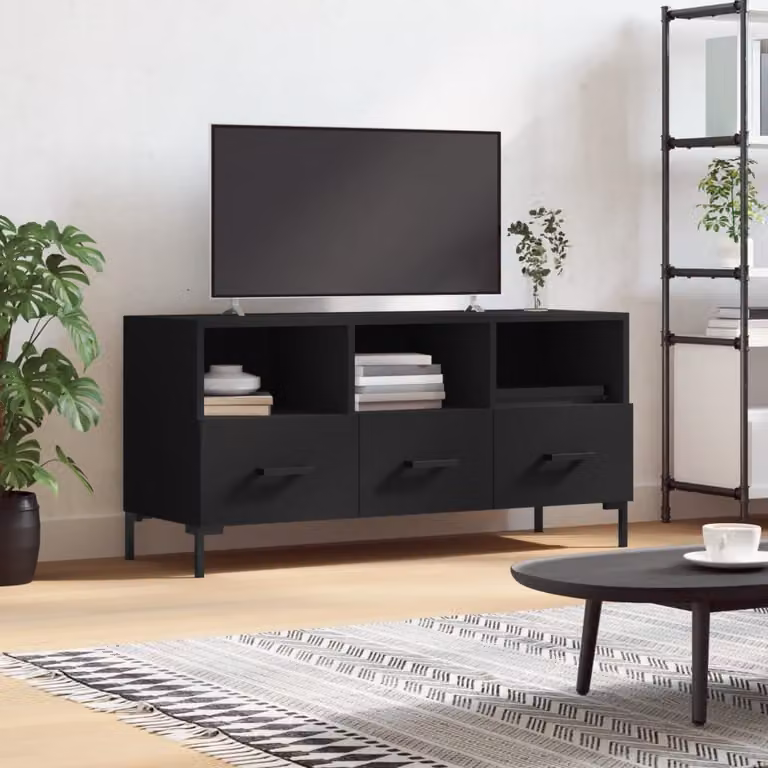vidaXL Mobile Porta TV Nero in Legno e Metallo L: 102 cm, P: 36 cm, H: 50 cm