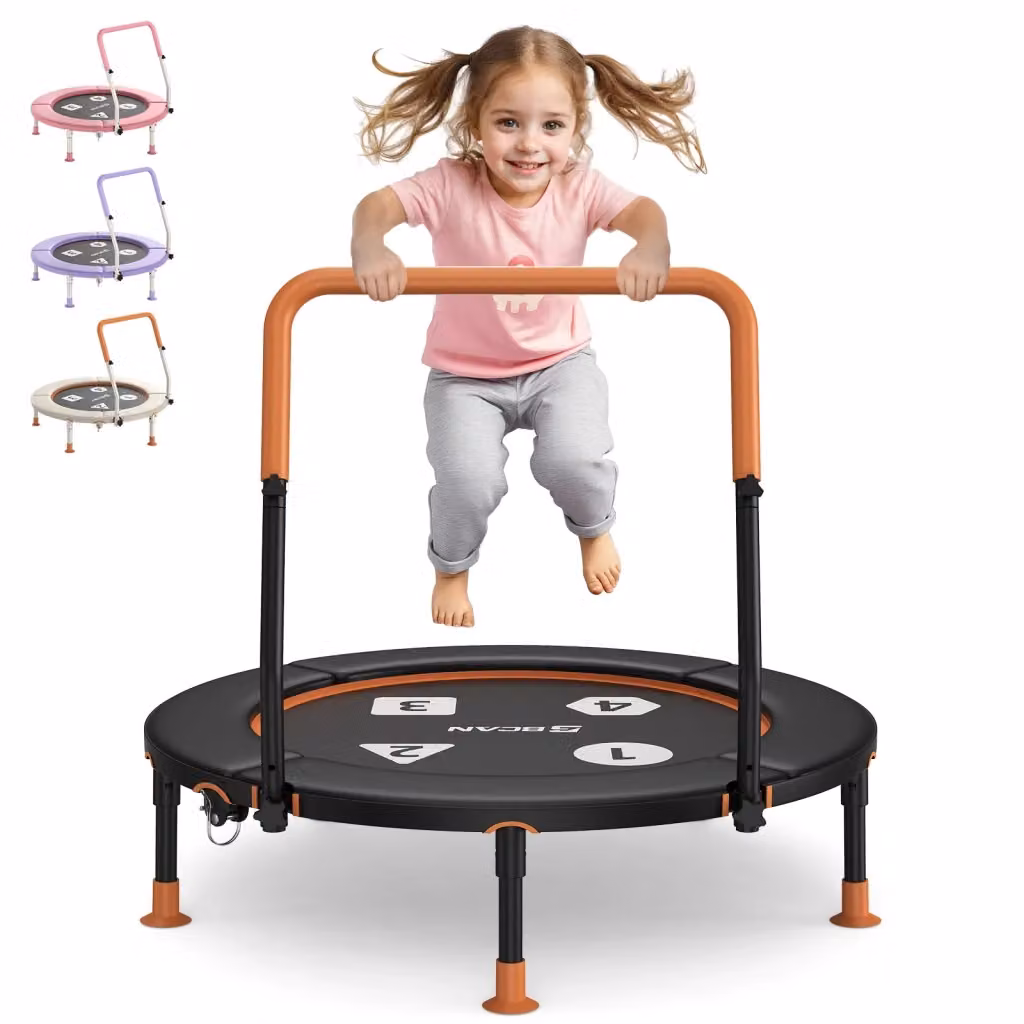 Mini Trampolino Pieghevole Zephmum per Bambini, Altezza Regolabile, Verde e Nero, per Interno e Giardino – 2