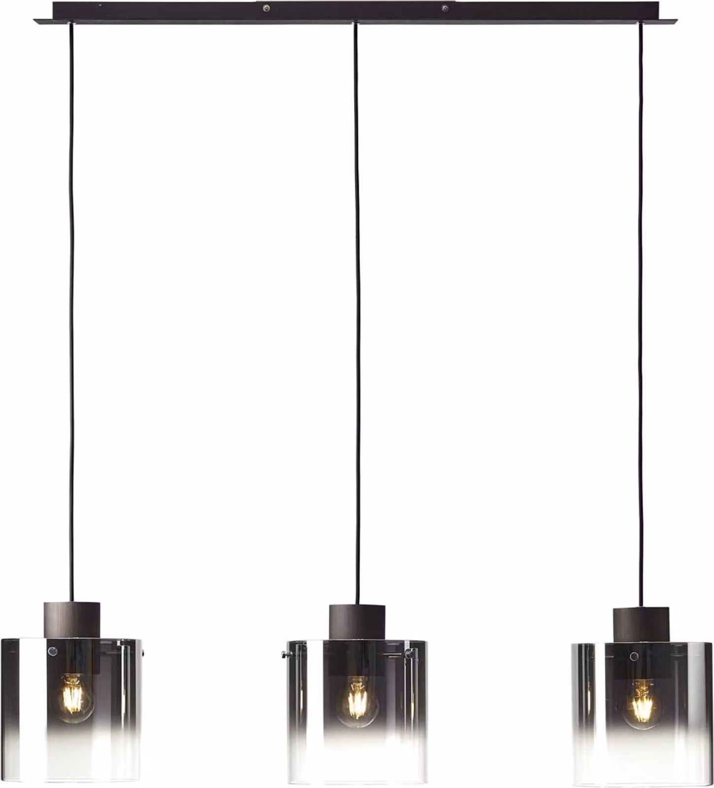Lampada BRILLANTE Beth a sospensione 3flg caffè/vetro affumicato | 3x A60, E27, 60W, g.f. Lampade standard n. ent. | Altezza regolabile / cavo accorciabile | Adatta per lampade LED