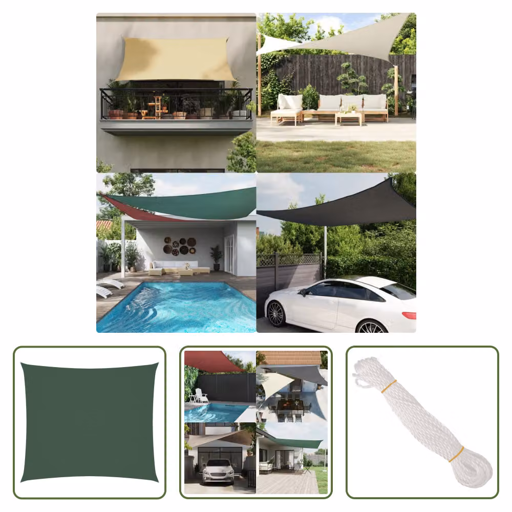 The Living Store Tenda da sole in tessuto Oxford rettangolare 2x2,5 m verde scuro