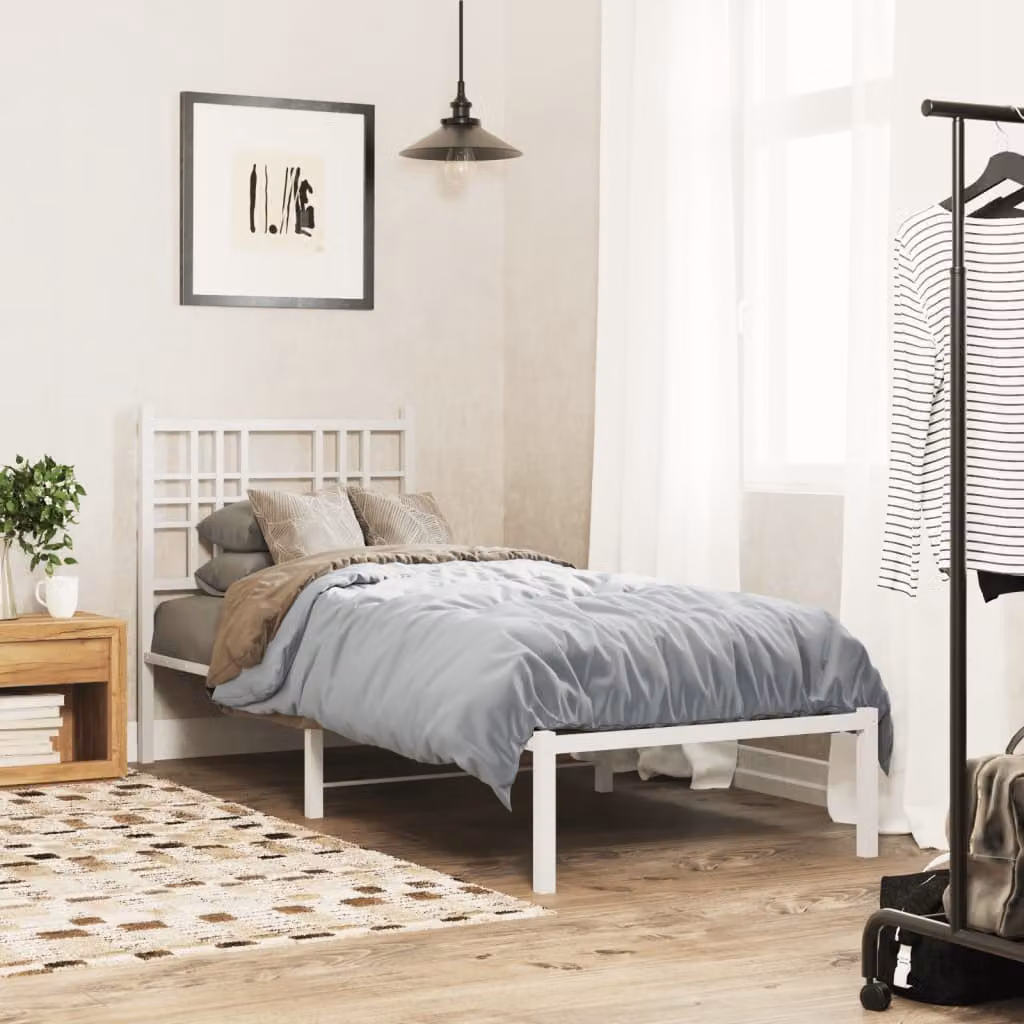 Giroletto vidaXL con testiera in metallo bianco senza materasso L 190 x P 80 x H 90 cm