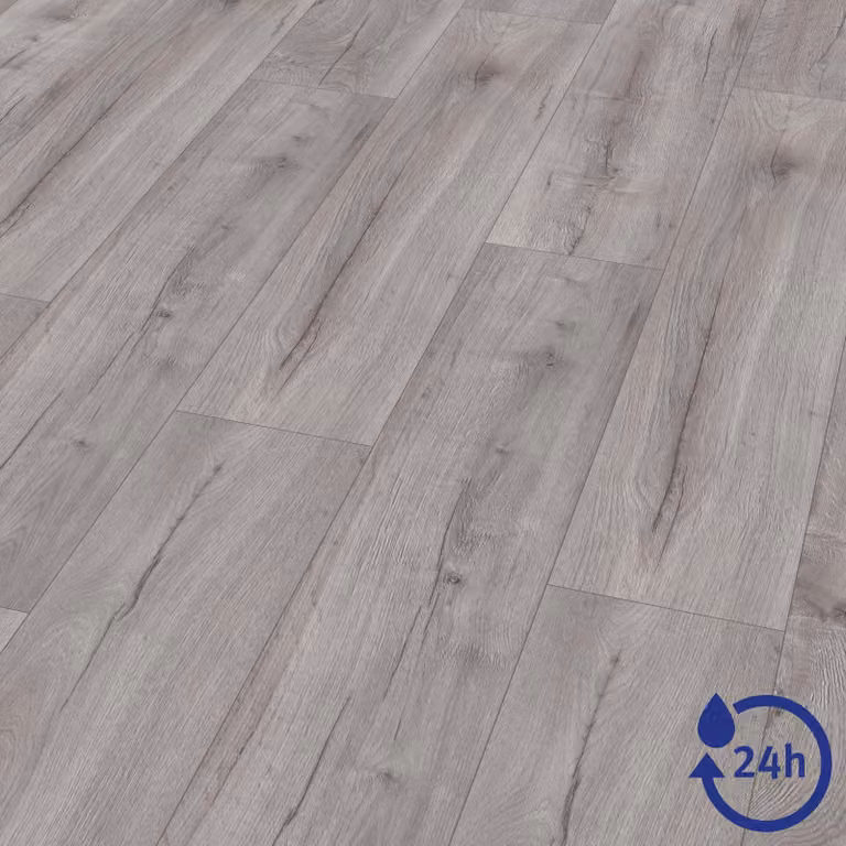 EGGER NatureSense* Pavimento laminato Aqua EL2156, finitura "Loja Eiche" (rovere Loja), colore grigio chiaro, dimensioni 1292x246x8 mm