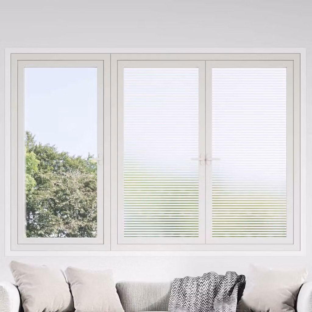 Pellicola per finestra autoadesiva a strisce smerigliate vidaXL in PVC bianco e trasparente