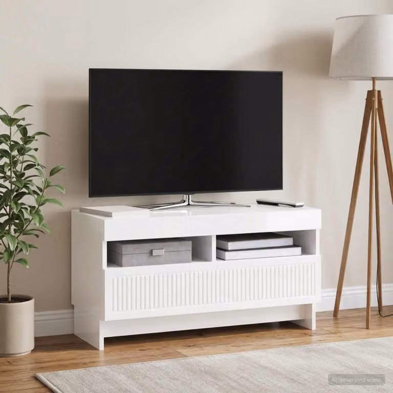 Mobile TV LED vidaXL ALKMAAR Bianco Lucido L: 81 cm, P: 35 cm, H: 43 cm