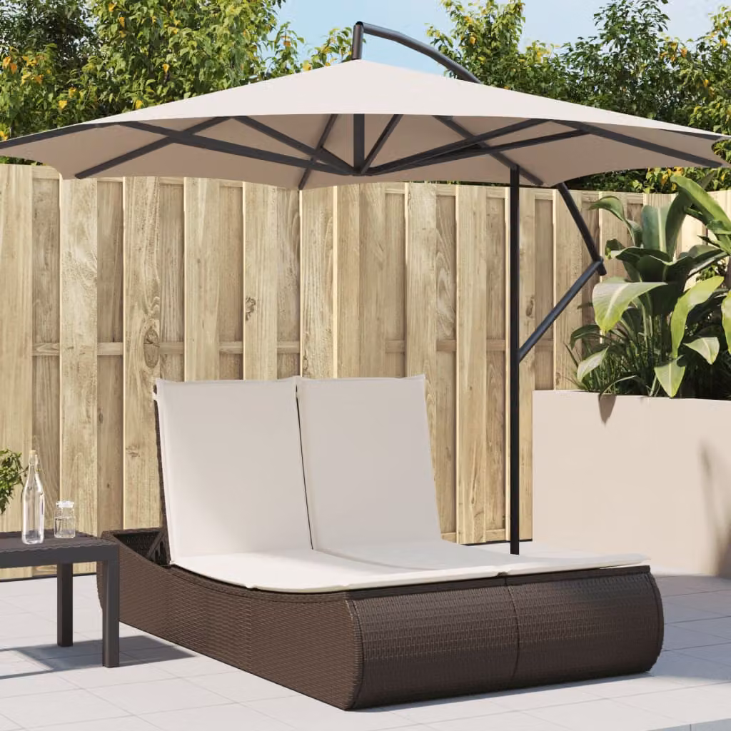 vidaXL Lettino Prendisole in Polyrattan Marrone con Cuscini Impermeabili e Poggiatesta Regolabile