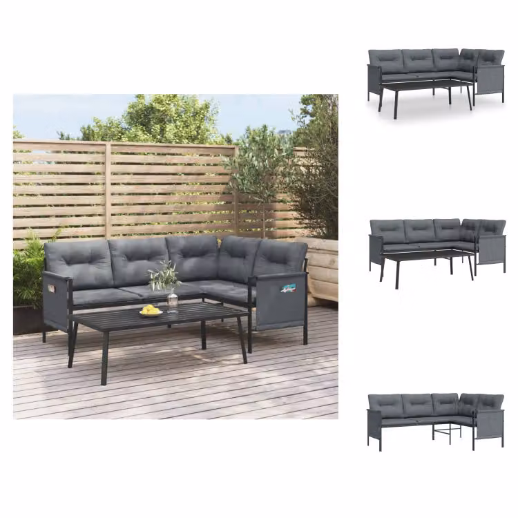 vidaXL Set da salotto da giardino 2 pezzi in acciaio antracite - Set di mobili da giardino