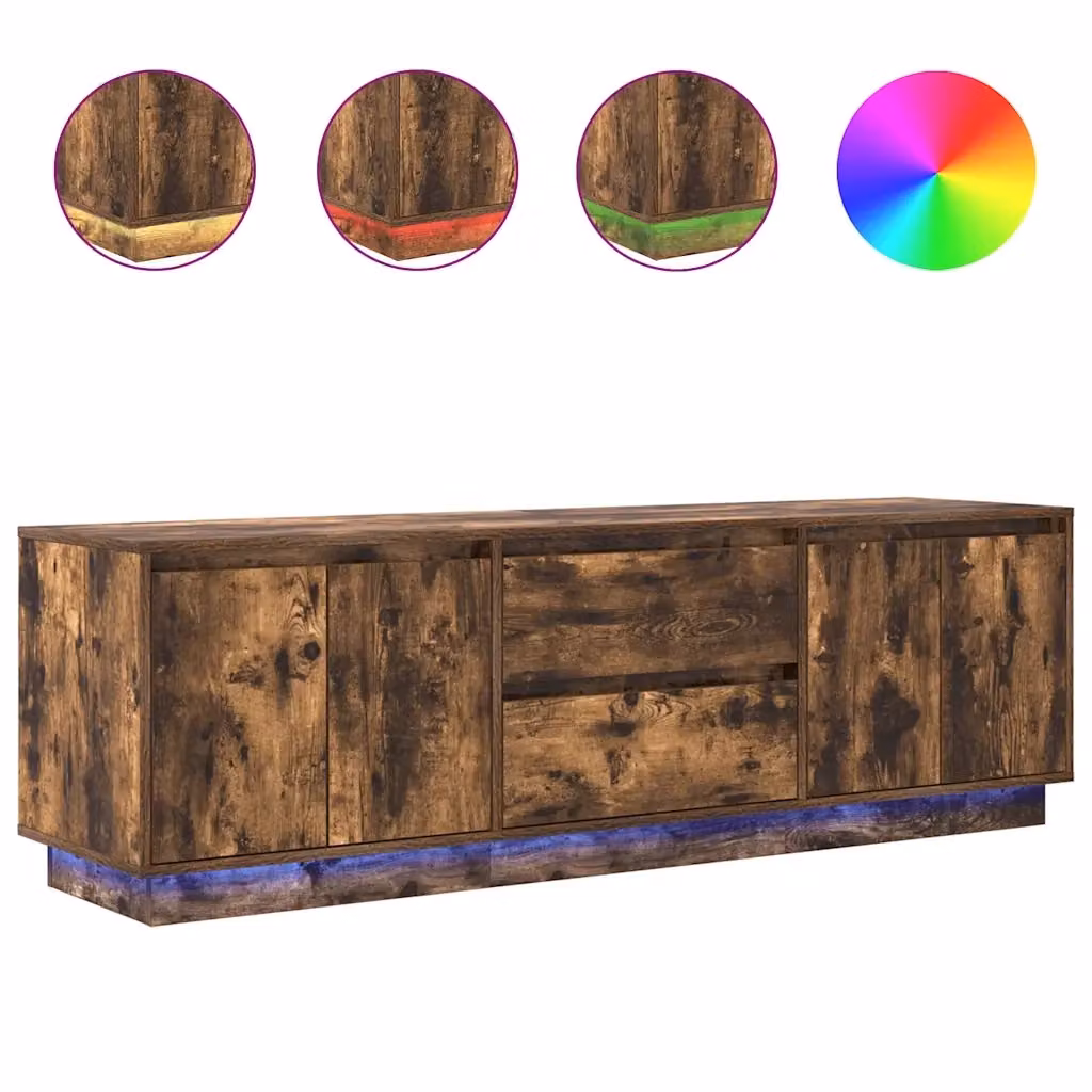 Mobile Porta TV Moderno vidaXL con Luci LED Integrate in Rovere Fumo Marrone L: 160,5 cm, P: 41 cm, H: 50 cm – 2