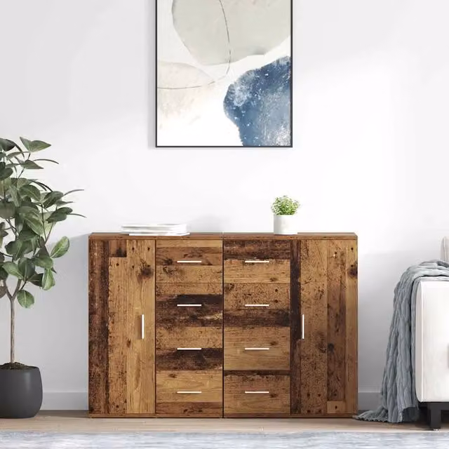 Set di 2 Sideboard CORONA vidaXL in legno e metallo, colore marrone, L/P/H: 59 x 39 x 80 cm