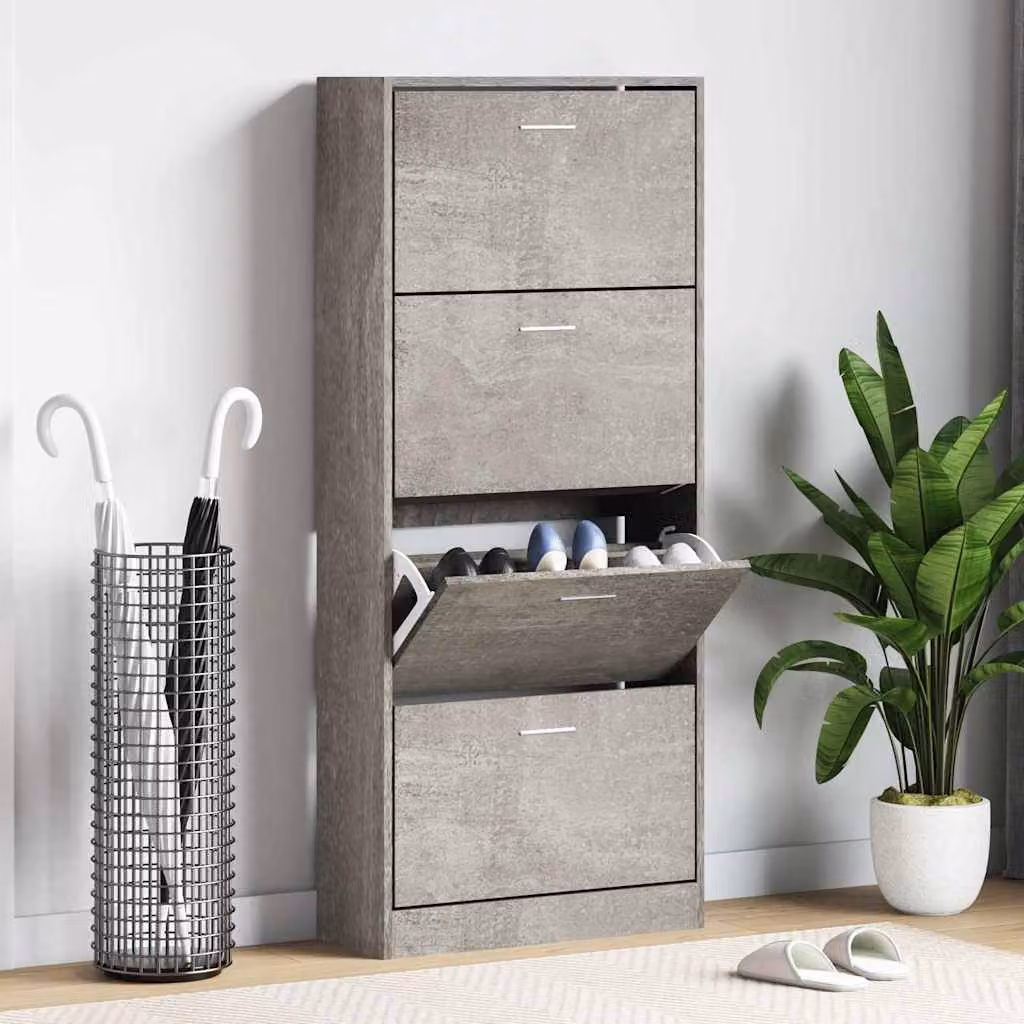 Scarpiera moderna vidaXL in legno e MDF Grigio opaco L: 63 cm, P: 24 cm, H: 147 cm