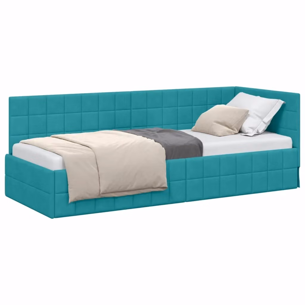 vidaXL Cornice del letto ad angolo in velluto turchese L: 80 cm, P: 200 cm – 2