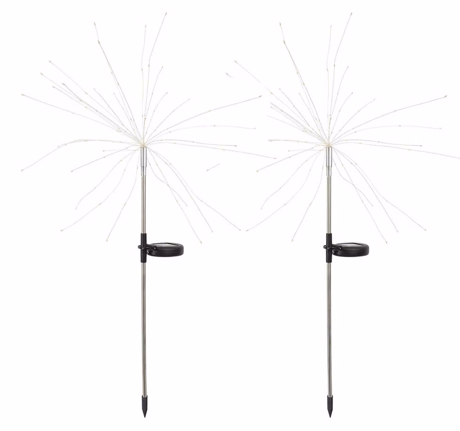 Set di luci solari a forma di faretto, 2 pezzi, LED, multicolore, 97 cm, da piantare nel terreno