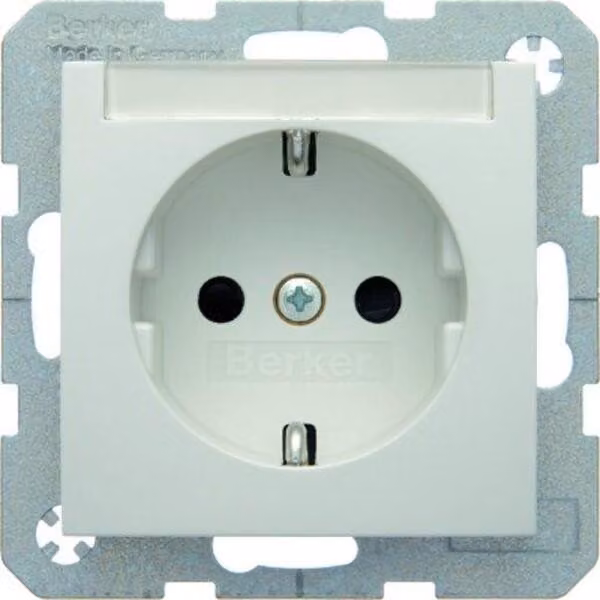 Berker 41498989 Presa SCHUKO con pannello di etichettatura, bianco polare, lucido Berker S.1/B.3/B.7