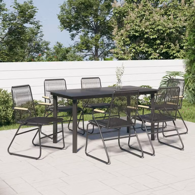 Maison Exclusive - Set da pranzo da giardino 7 pezzi in rattan PVC nero