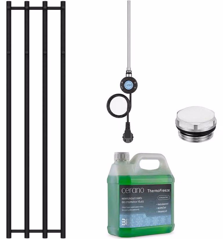 Set di radiatori elettrici da bagno Bertini - Wi-Fi - 300W - nero opaco - 1400x351 mm