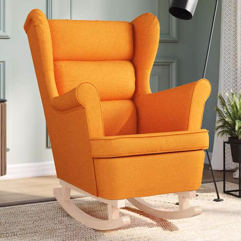 Maison Exclusive - Poltrona a dondolo, giallo scuro, 74x90x102 cm, rivestita in tessuto