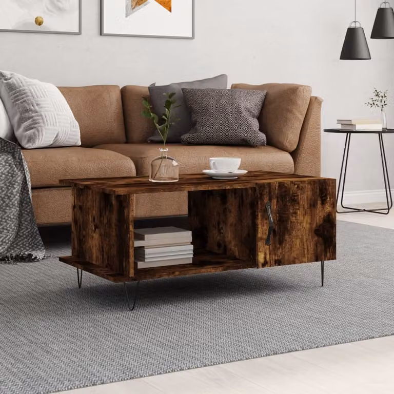 The Living Store tavolino in rovere fumé 90x50x40 cm materiale a base di legno