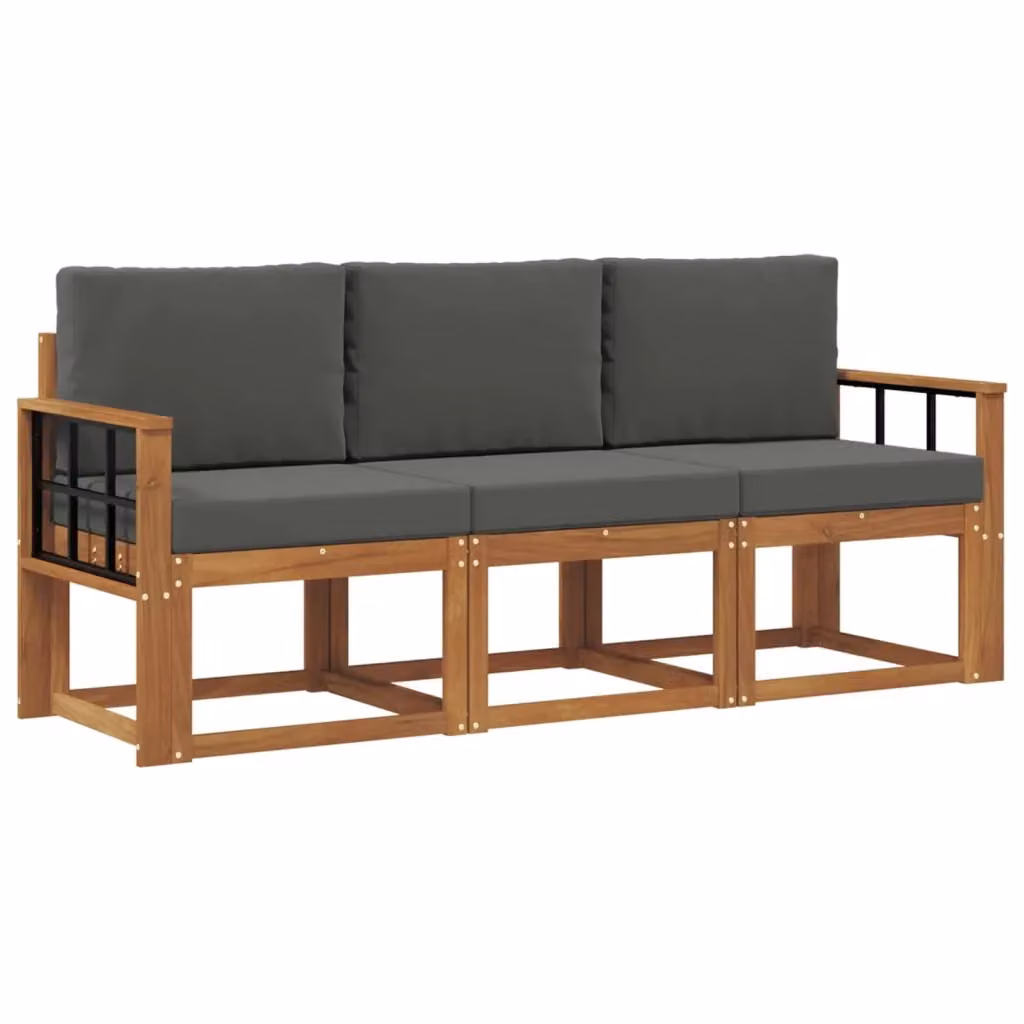 Set di divani da esterno 3 pezzi vidaXL in legno di acacia con cuscini beige e antracite – 2