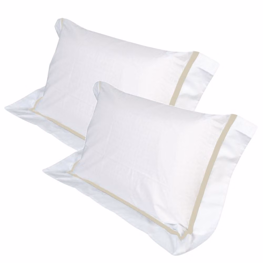 Coppia Cuscini con Elegante Federa Bianca e Beige Dalì 9 cm