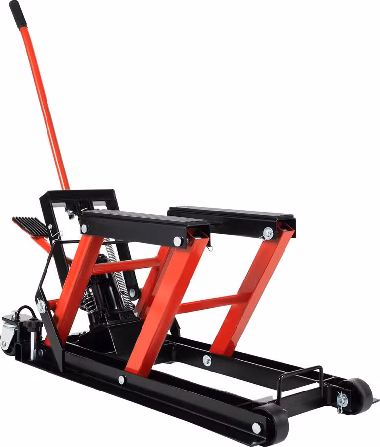 Cric per moto, portata 680 kg, range di sollevamento regolabile, rosso