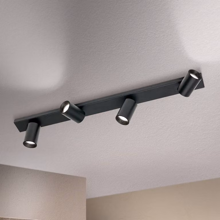 ORION Faretto da soffitto Sean 4 luci, nero Sean, dimmerabile, Nero, Soggiorno / Sala da pranzo, Alluminio, Moderno, Faretto