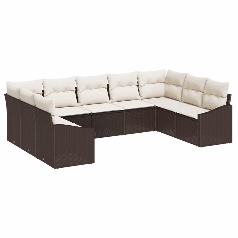 Set Divano da Giardino Moderno vidaXL in Polyrattan con Cuscini Marrone e Beige