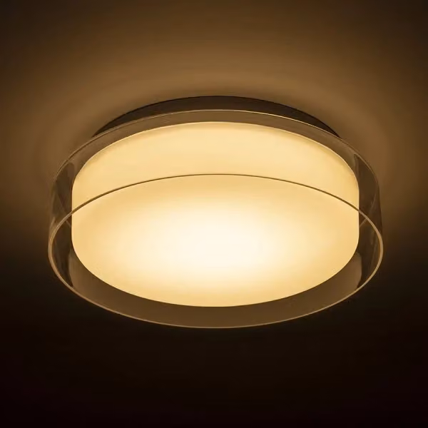 Plafoniera da soffitto VENICE LED 30 in vetro trasparente e opalino con finitura cromata, luce bianca calda 3000K, 12W, IP44 – 2