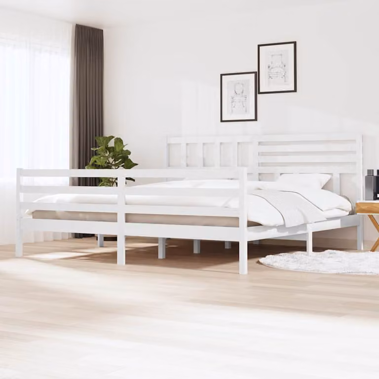 vidaXL Giroletto in legno massello di pino bianco con doghe piatte L/P: 200 x 200 cm