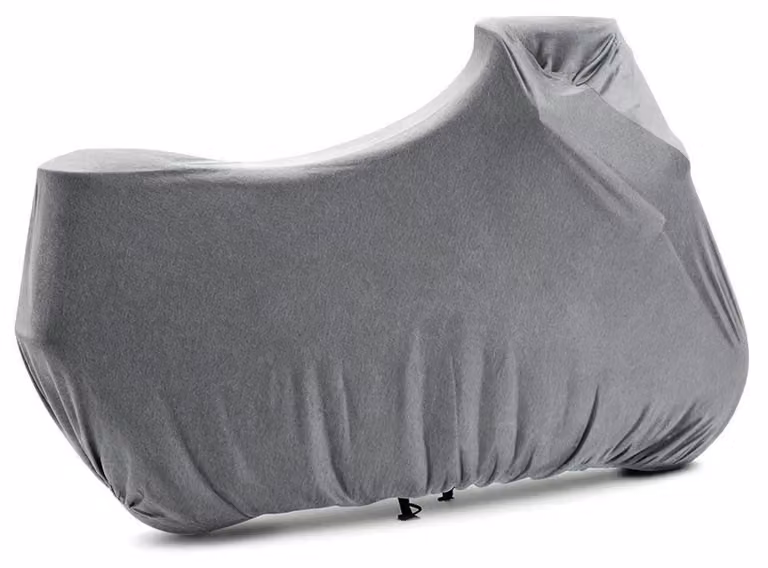 Copertura protettiva per moto, da interno, in tessuto elasticizzato, anti-polvere, colore grigio chiaro, dimensioni 245x104x125 cm, con sacchetto per il trasporto