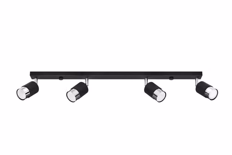 Lampada da soffitto NERO 4 nero/cromo 4xGU10 10W acciaio 18x5x81cm Sollux Lighting