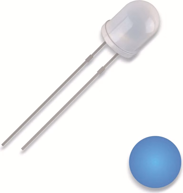 QUADRIOS LED, 3 mm, colore luce: blu, colore alloggiamento: diffuso, 1300 mcd, 460 nm, 2,54 mm
