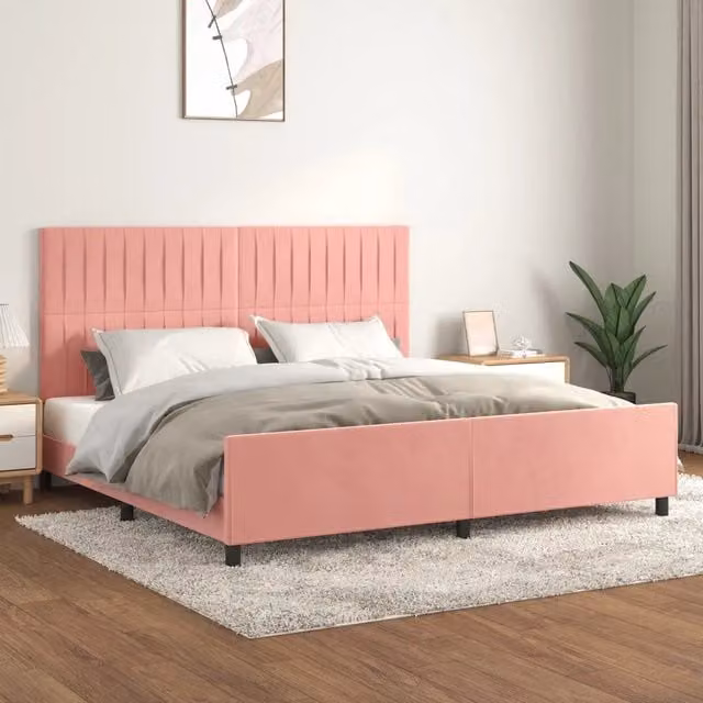 Giroletto con Testiera vidaXL in Velluto Rosa L/P/H: 200 x 200 x 128 cm
