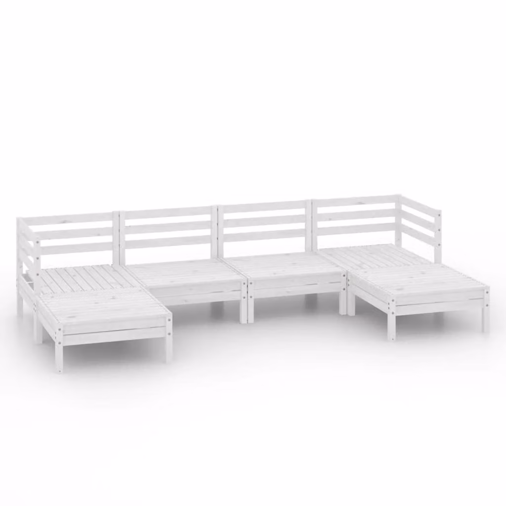 Set Salotto da Giardino 6 pz in Legno Massello di Pino Bianco