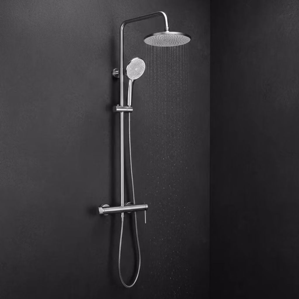 Set Doccia Rea Foss Clif con Colonna Rigida e Doccino in Nichel Spazzolato – 2