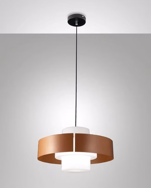 Lampada a Sospensione Loto Ø450mm in Metallo e Vetro Soffiato Mattone, Attacco E27 40W, IP20, Classe 1 - Design Moderno Elegante
