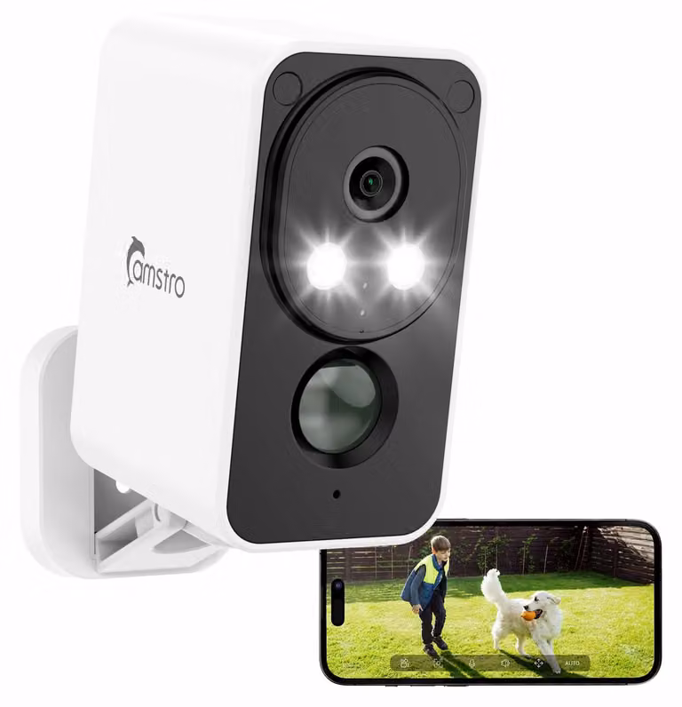 Telecamera di sicurezza esterna 2K, alimentata a batteria, telecamera wireless con visione notturna a colori