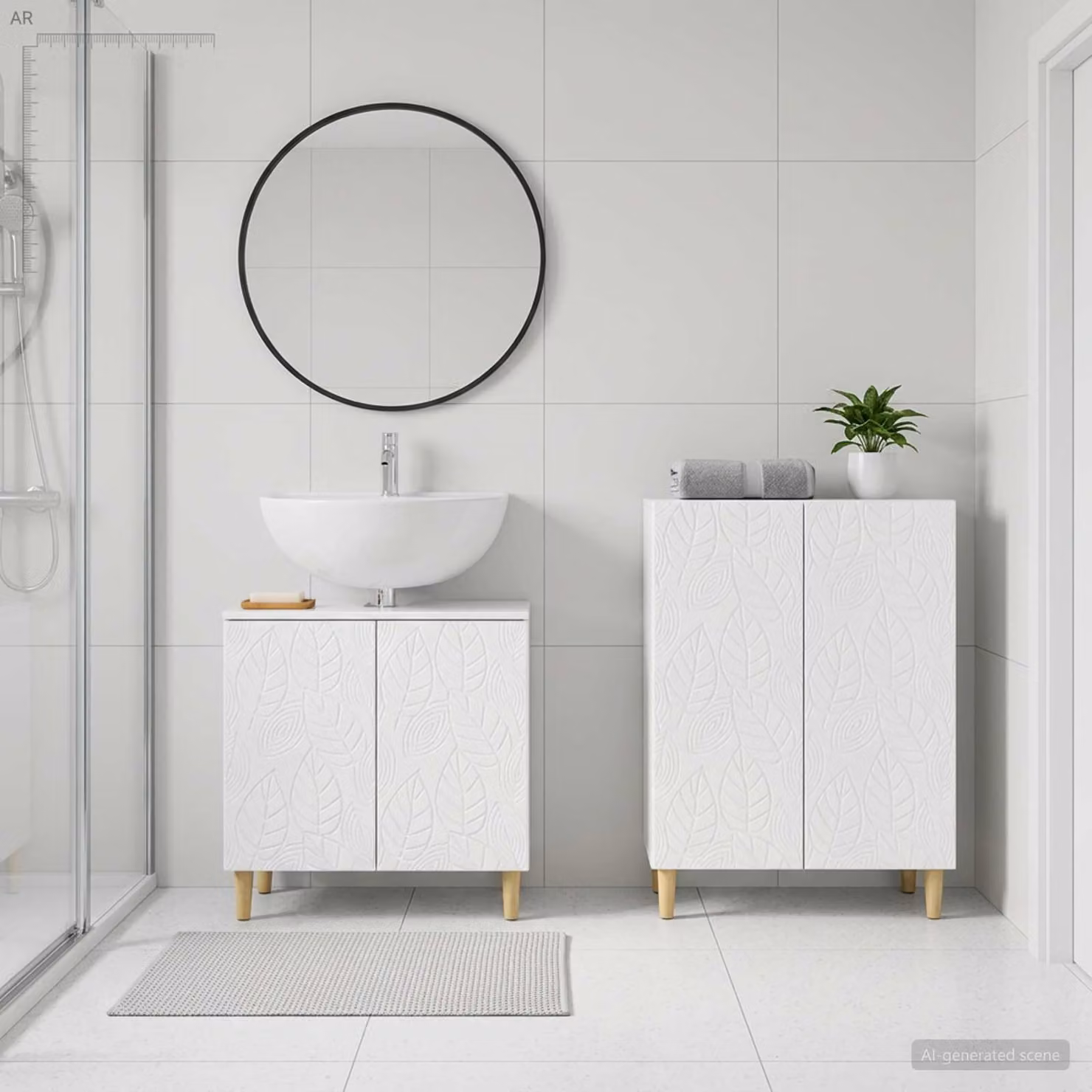 Set di mobili da bagno vidaXL DELFT composto da mobile lavabo e mobile laterale in MDF bianco lucido L/P/H: 80,0 x 29,08 x 59,5 cm