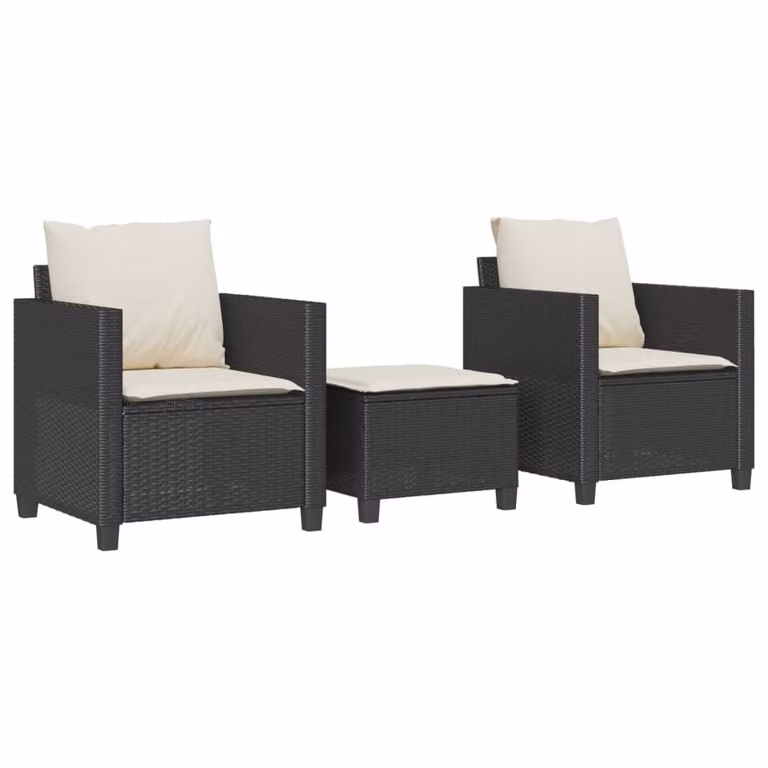 Maison Exclusive - Set da bistrot 3 pezzi con cuscini Nero Poly Rattan