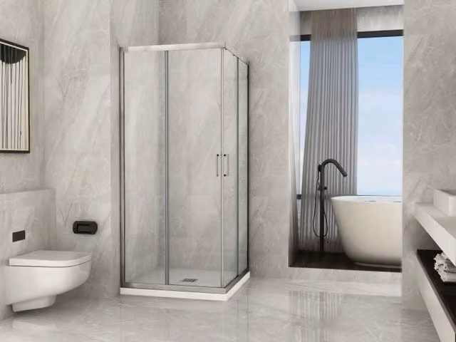 Box Doccia Cristallo 6 mm TRASPARENTE Apertura Angolare Scorrevole - Reversibile - Misura: 80 x 100 x h190 cm