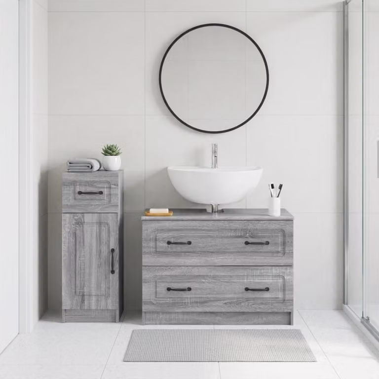 Set di mobili da bagno vidaXL UTRECHT composto da 2 pezzi, mobile lavabo e mobile contenitore, colore grigio Sonoma