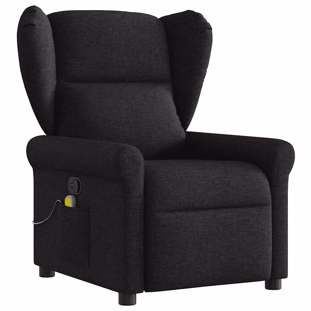 Poltrona Relax Reclinabile vidaXL in Tessuto Nero con Braccioli e Imbottitura in Schiuma L/P/H: 72.5 x 41.5 x 100.5 cm – 2