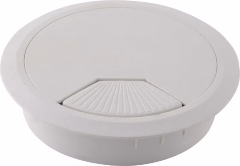 1 x passacavo da scrivania 80mm - colore [bianco] - uscita cavo con guarnizione antipolvere per varie scrivanie e piani di lavoro per ufficio | scatola rotonda per cavi in plastica ABS | uscita cavo