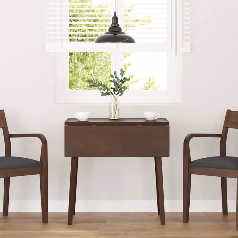 vidaXL Tavolo da Pranzo Moderno in Legno di Hevea Marrone con Piano Ribaltabile L: 120 cm, P: 75 cm, H: 75 cm