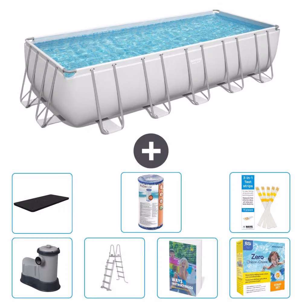 Bestway Power Steel, piscina rettangolare - 640x274x132 cm - composta da 6 parti, modello S572