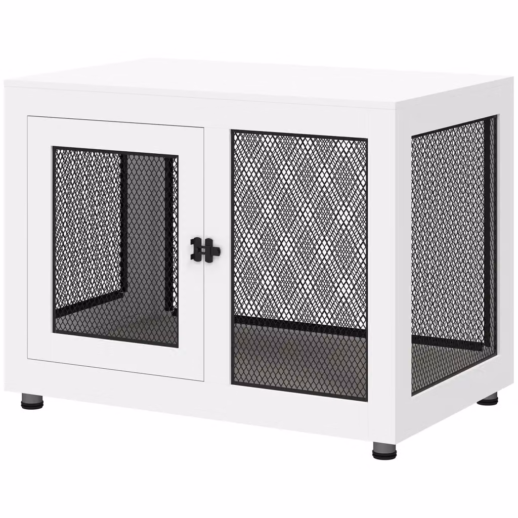 Gabbia per cani Xylo in acciaio bianco con materassino morbido e 2 porte L: 94 cm, P: 60 cm, H: 71,5 cm – 2