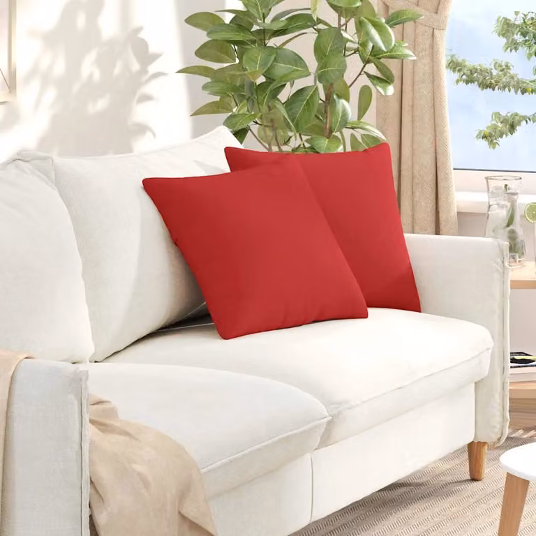 Set di 2 cuscini da divano quadrati vidaXL in tessuto rosso con fodera rimovibile, L 45 x P 45 x H 45 cm