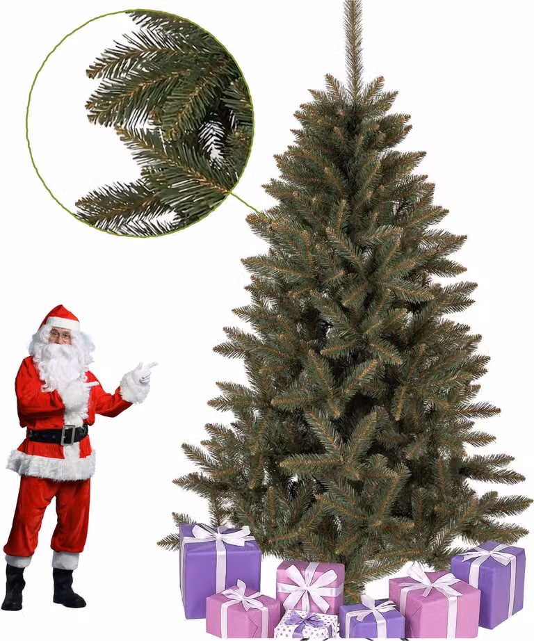 Albero di Natale artificiale, come uno vero, abete rosso del Caucaso, di prima qualità, 180 cm, denso, + supporto